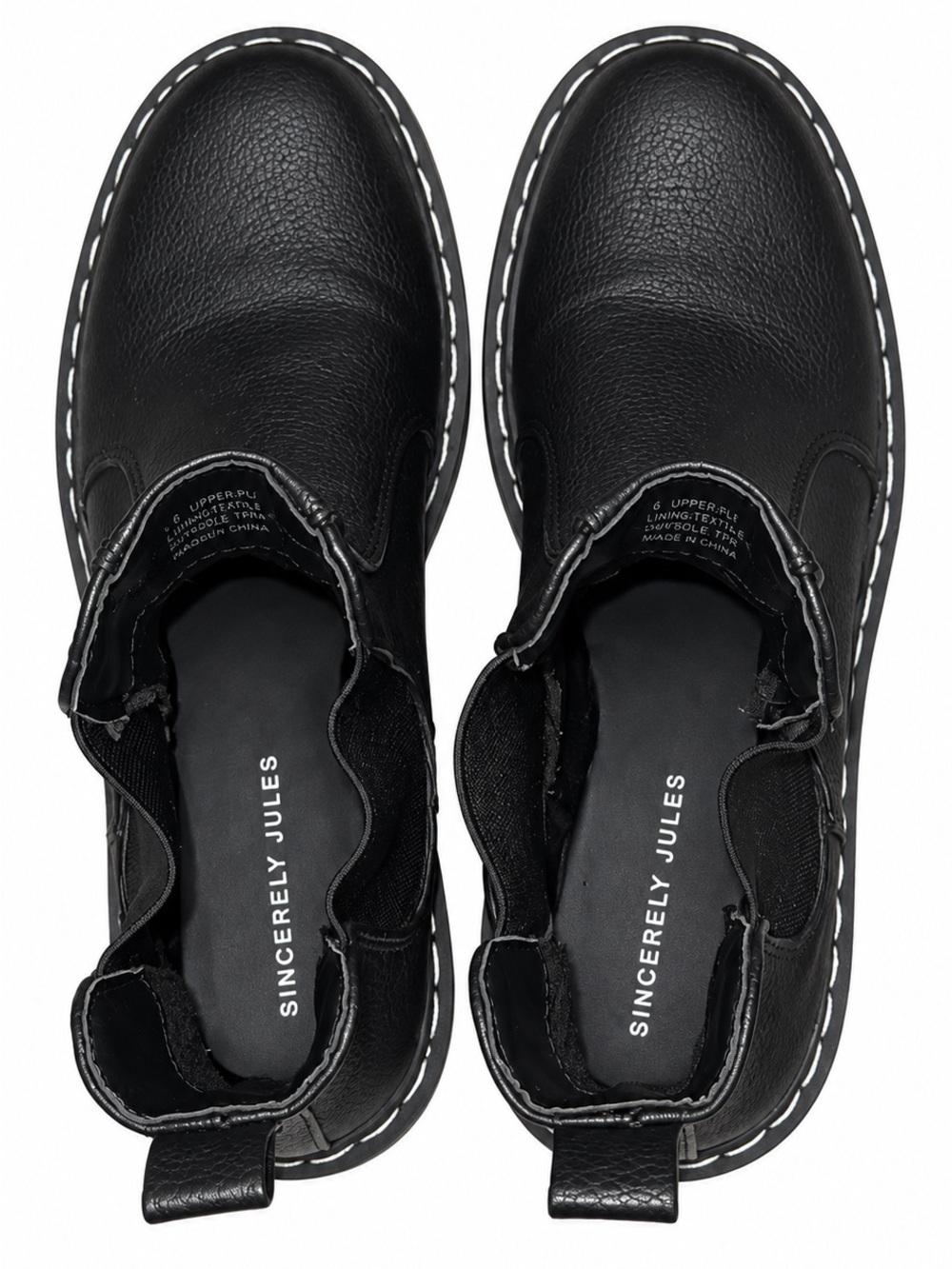 Sincerly Jules Black Slip-On Ankle Booties with Contrast Stitching